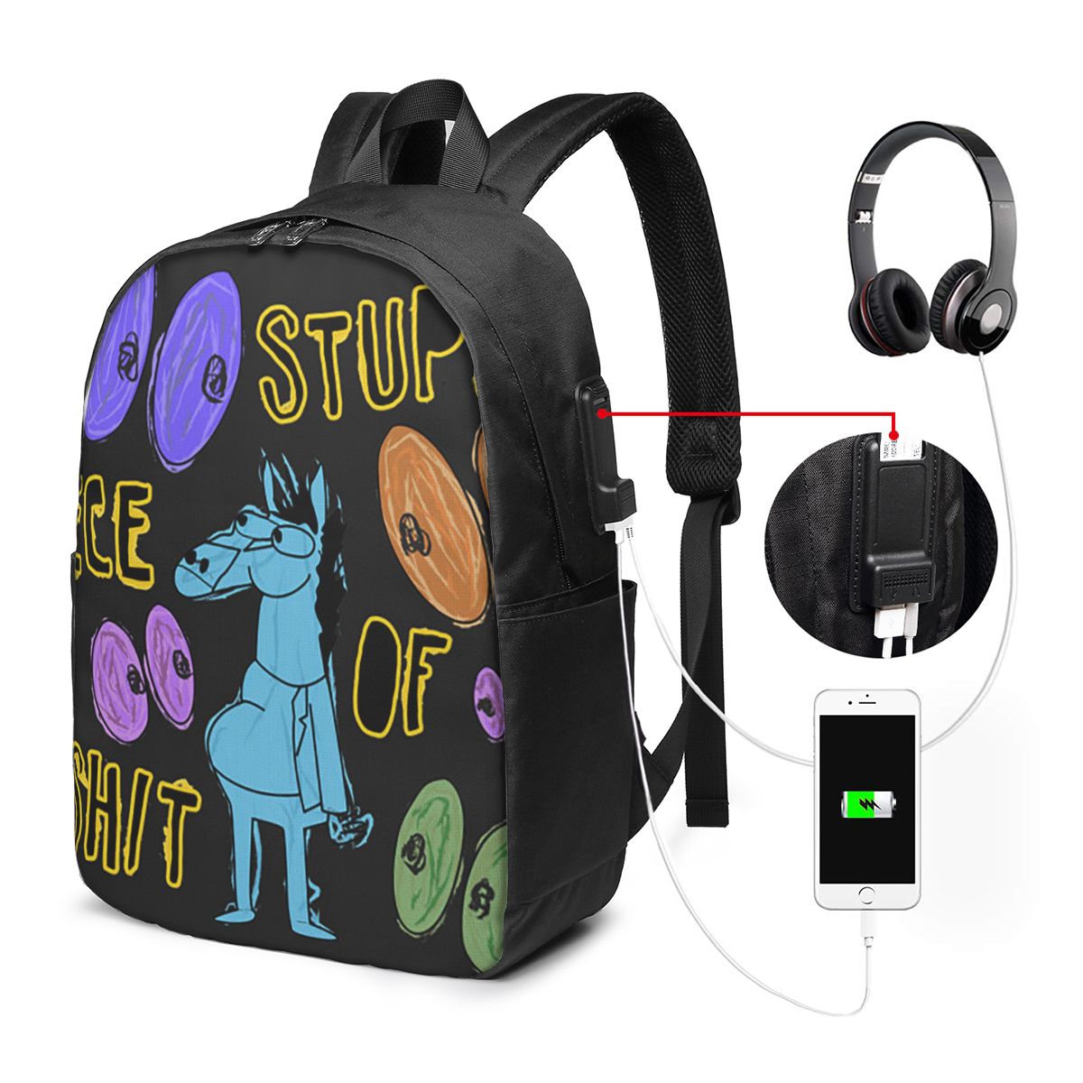 Backpacks - Рюкзак с изображением персонажа Bojack Horseman,