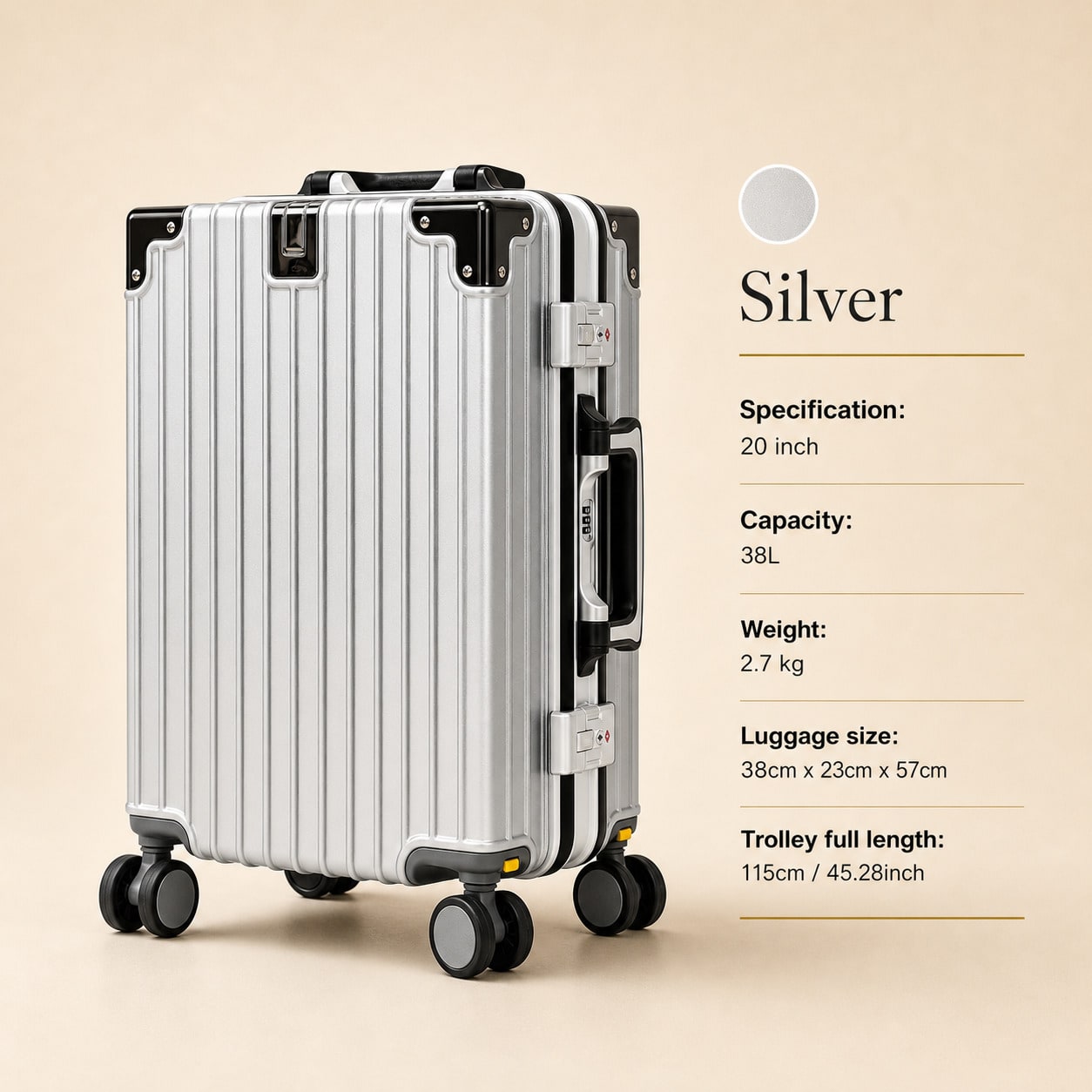 20-дюймовый ручной багаж, одоб – обзор и цена Aluminum Frame Carry On Luggage